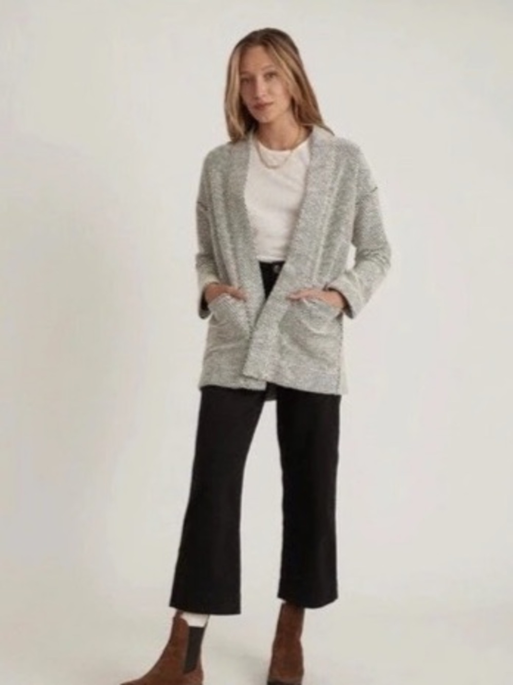 Marine Layer Birdseye Oversized Cardigan Black & White XS Like